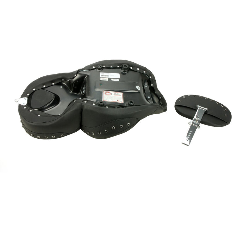 MUSTANG One-Piece Super Tour 2-Up Seat with Driver Backrest Option - Black Studs - Touring '08-'21