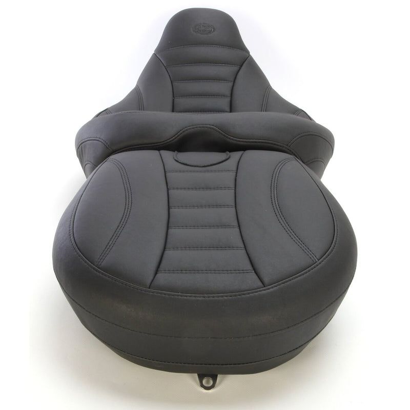 MUSTANG Touring Vintage Standard Reach One-Piece 2-Up Seat with Driver Backrest Receiver - FLRT/FLTRT '15-'25