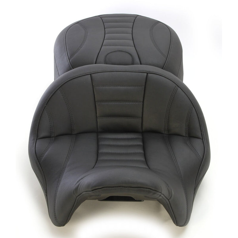 MUSTANG Touring Deluxe Standard Reach One-Piece 2-Up Seat with Driver Backrest Receiver - FLRT/FLTRT '15-'25