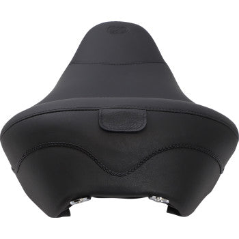 MUSTANG Vintage Wide Solo Seat With Drivers Backrest - Smooth - Black - Touring '08-'21