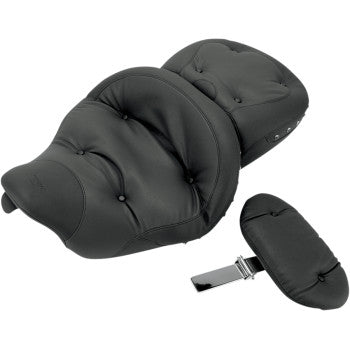 MUSTANG One-Piece Super Tour 2-Up Seat with Driver Backrest Option - Regal Black Studs - Touring '08-'21