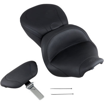 MUSTANG Lowdown™ One-Piece 2-Up Seat - with Driver Backrest - Plain - Touring '97-'07