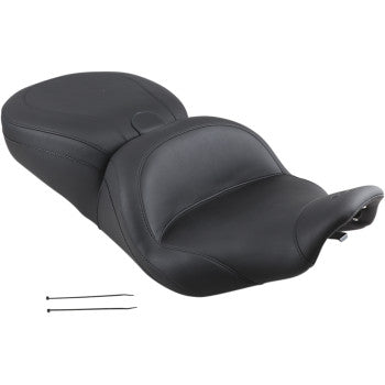 MUSTANG Lowdown™ One-Piece 2-Up Seat - with Driver Backrest - Plain - Touring '97-'07