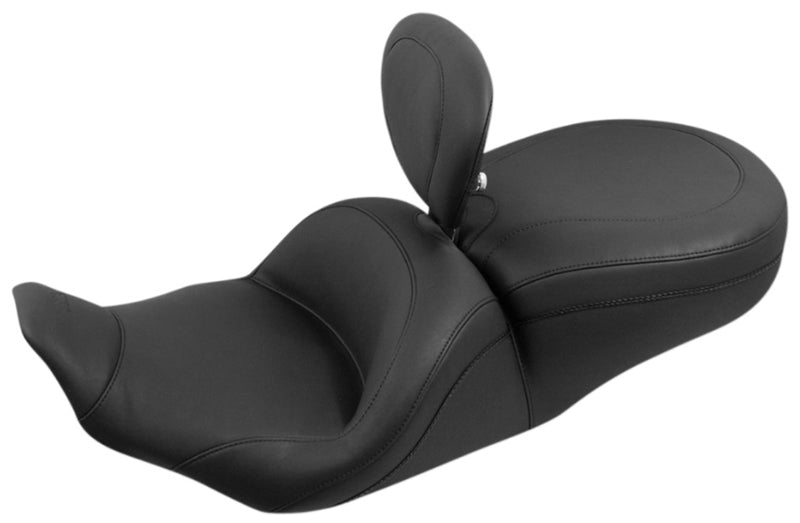 MUSTANG Lowdown™ One-Piece 2-Up Seat - with Driver Backrest - Plain - Touring '97-'07