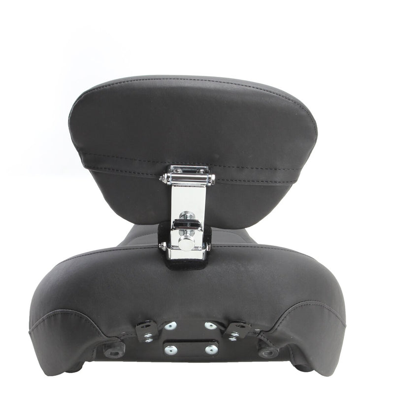 MUSTANG Solo Touring Seat - with Driver's Backrest - Black - Trapezoid Stitch - Softail '13-'17