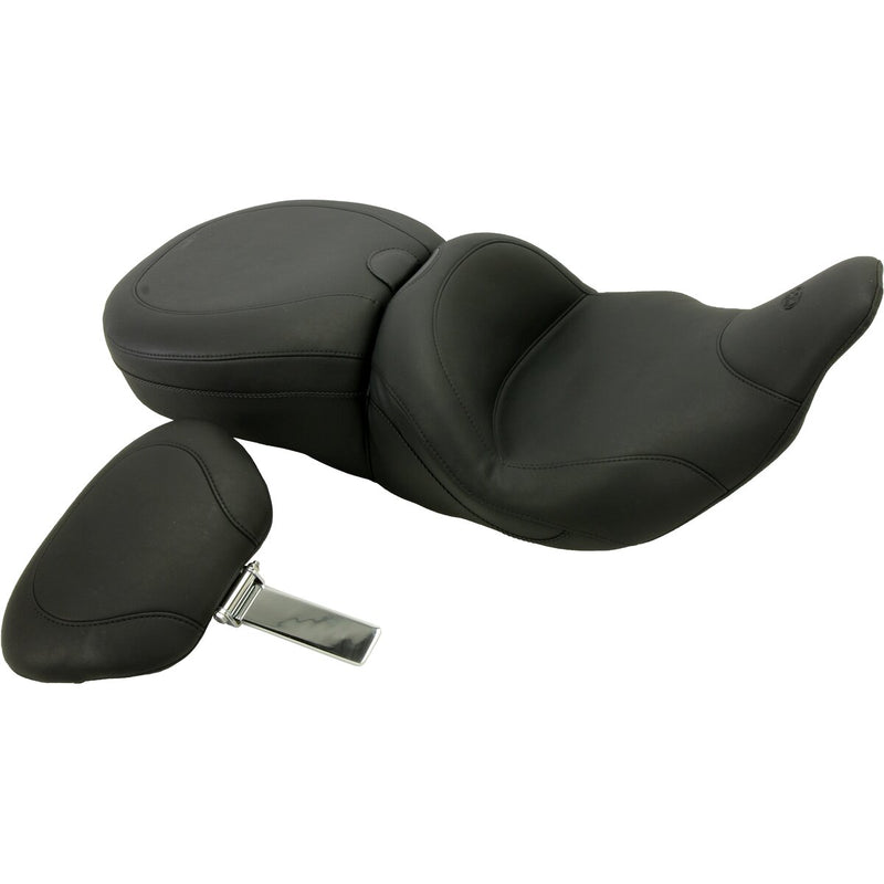 MUSTANG Lowdown™ One-Piece 2-Up Seat - with Driver Backrest - Plain - Touring '08-'21