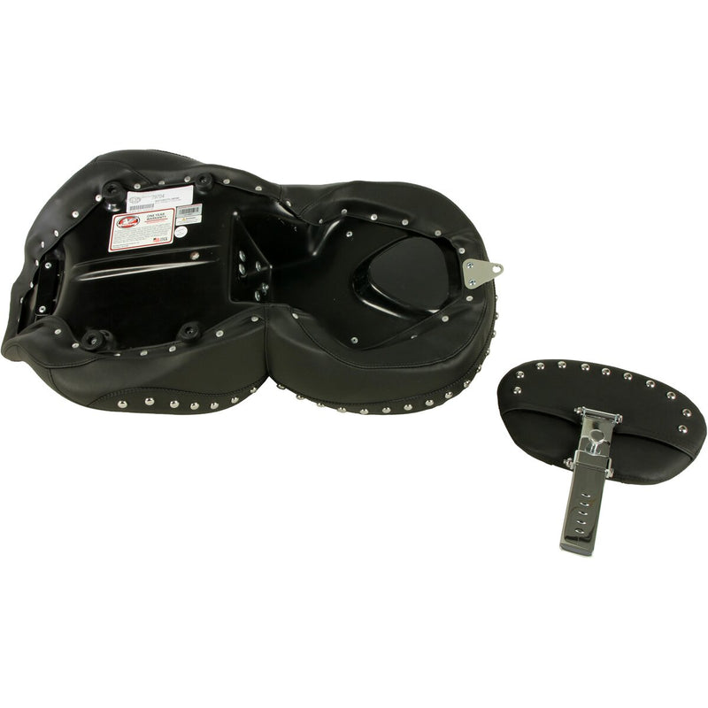 MUSTANG Lowdown™ One-Piece 2-Up Seat - with Driver Backrest - Chrome Studs - Touring '08-'21