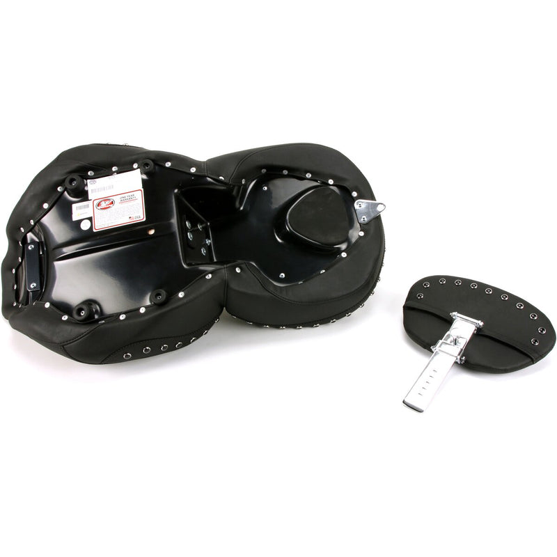 MUSTANG Lowdown™ One-Piece 2-Up Seat - with Driver Backrest - Black Studs - Touring '08-'21