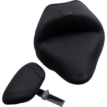 MUSTANG Wide Solo Seat With Drivers Backrest - Smooth - Black - Softail '11-'17