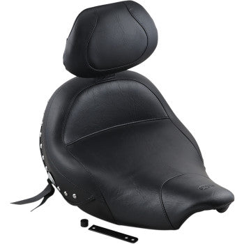 MUSTANG Solo Seat - Wide - Driver's Backrest - Chrome Studs and Conchos - Indian '14-'24