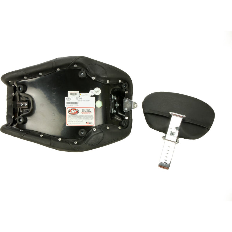 MUSTANG Wide Tripper™ Solo Seat with Backrest - Diamond Stitch - Black - Softail '14-'17