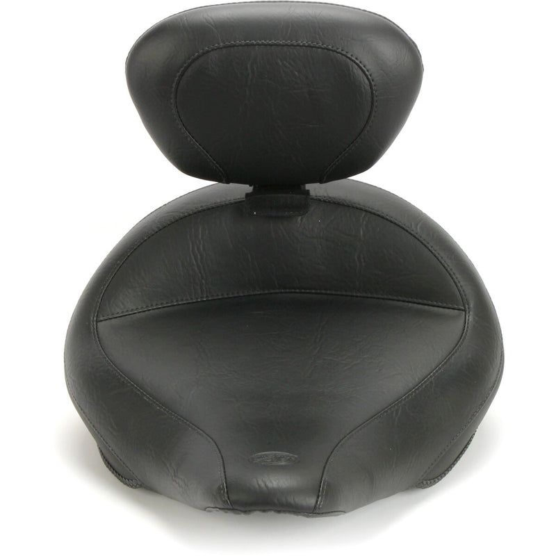 MUSTANG Wide Touring Solo Seat with Backrest - Smooth - Softail '05-'17 With Standard Rack