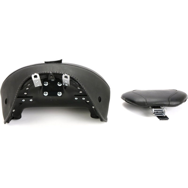 MUSTANG Wide Touring Solo Seat with Backrest - Smooth - Softail '05-'17 With Standard Rack