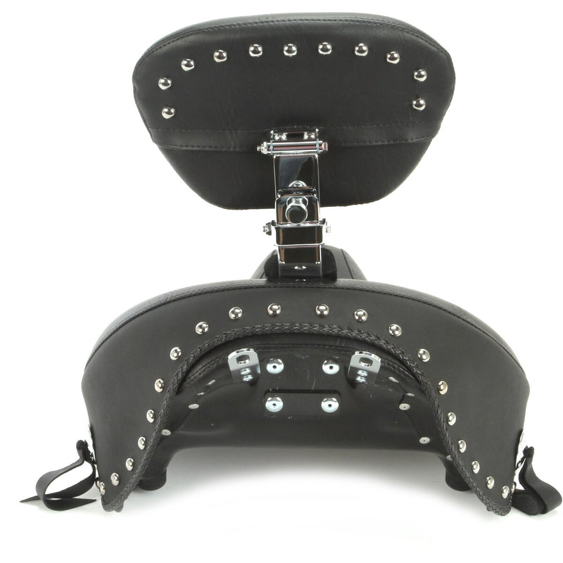 MUSTANG Vintage Wide Touring Solo Seat With Backrest - Chrome Studs with Conchos - Black - Softail '16-'17