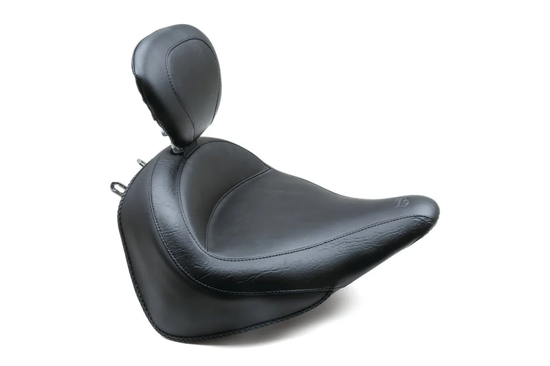 MUSTANG Vintage Wide Touring Solo Seat With Backrest - Smooth - Black - Softail '16-'17