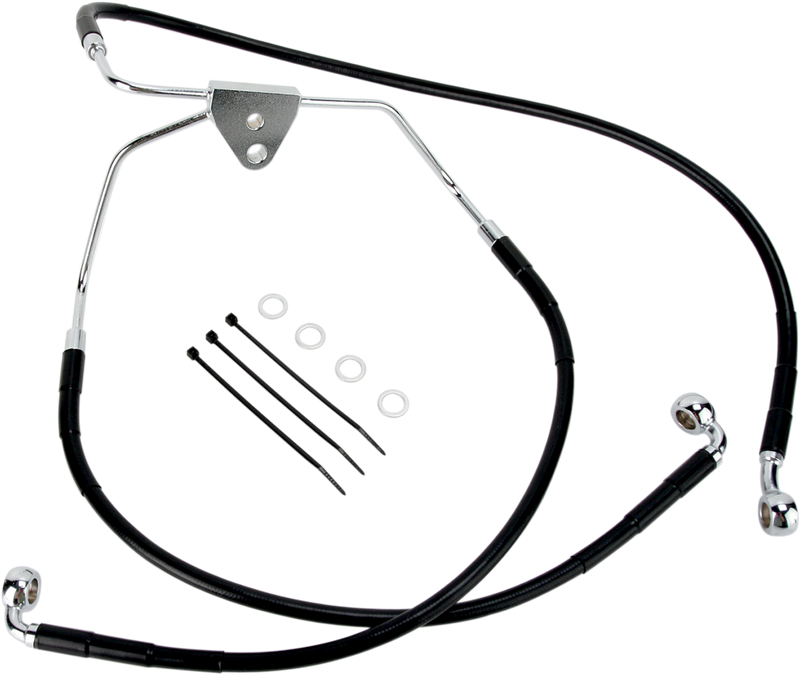 DRAG SPECIALTIES Standard Length Stainless Steel Brake Line Kit - Front (Lower/Upper) - Black - FLH/FLT '08-'13