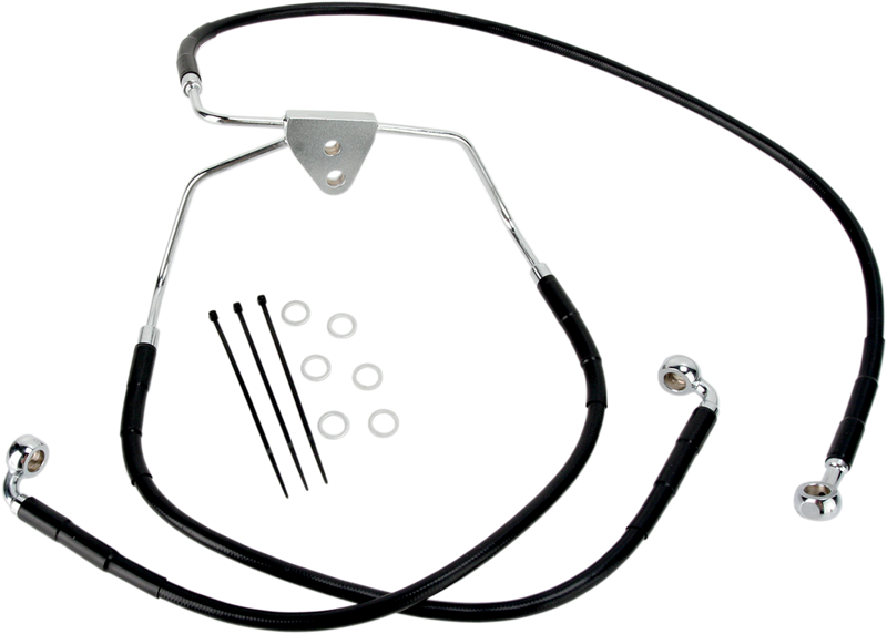 DRAG SPECIALTIES Extended Length Black Vinyl Brake Line Kit - Front - +6" - FLH/FLT '08-'13