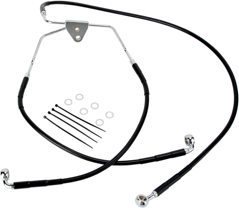 DRAG SPECIALTIES Extended Length Black Vinyl Brake Line Kit - Front - +8" - FLH '96-'07