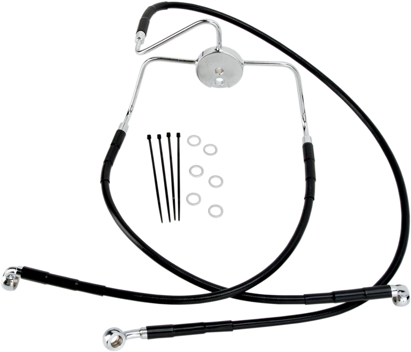 DRAG SPECIALTIES Extended Length Black Vinyl Brake Line Kit - Front - +4"