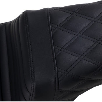 SADDLEMEN Step-Up Seat - Front Tuck-n-Roll/Rear Lattice Stitch - Black - Dyna '06-'17