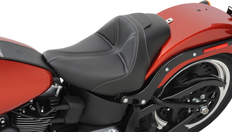 SADDLEMEN Dominator Solo Seat - w/o Backrest - Black w/ Gray Stitching - FL/FX '06-'17