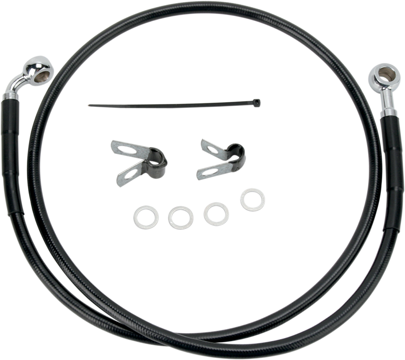 DRAG SPECIALTIES Extended Length Black Vinyl Brake Line Kit - Front - +10" - '04-'12 XL