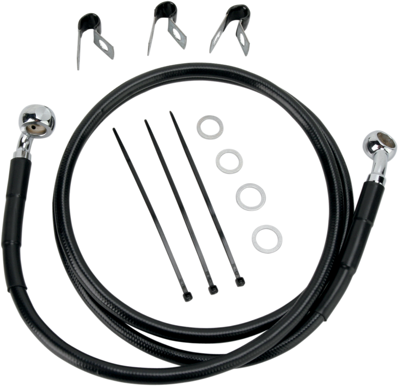DRAG SPECIALTIES Extended Length Black Vinyl Brake Line Kit - Front - +2" - FLST '00-'07