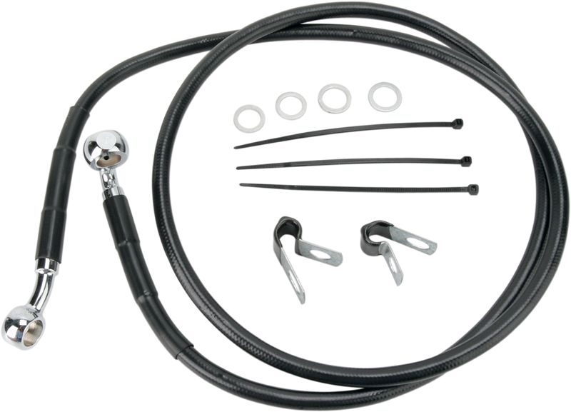 DRAG SPECIALTIES Extended Length Black Vinyl Brake Line Kit - Front - +8" - FXST '99-'07