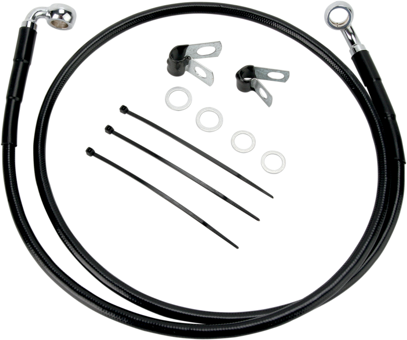 DRAG SPECIALTIES Extended Length Black Vinyl Brake Line Kit - Front - +10" - FXDL '01-'05