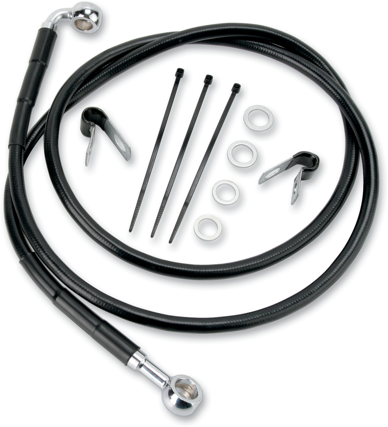 DRAG SPECIALTIES Extended Length Black Vinyl Brake Line Kit - Front - +2" - FX '84-'05