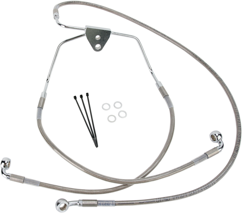 DRAG SPECIALTIES Extended Length Stainless Steel Brake Line Kit - Front - +4" - Touring '08-'13