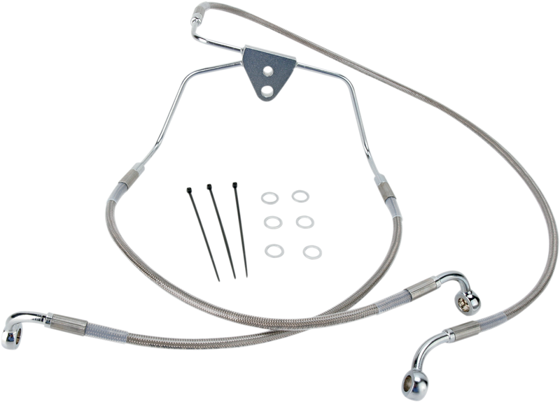 DRAG SPECIALTIES Extended Length Stainless Steel Brake Line Kit - Front - +4" - Touring '96-'07
