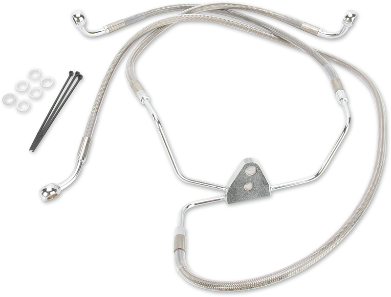 DRAG SPECIALTIES Extended Length Stainless Steel Brake Line Kit - Front - +10" - Touring '96-'07