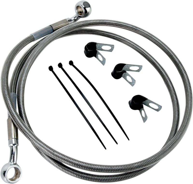DRAG SPECIALTIES Extended Length Stainless Steel Brake Line Kit - Front - +2" - FLST '00-'06