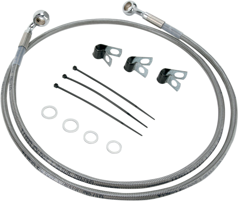 DRAG SPECIALTIES Extended Length Stainless Steel Brake Line Kit - Front - +4" - FLST '00-'06