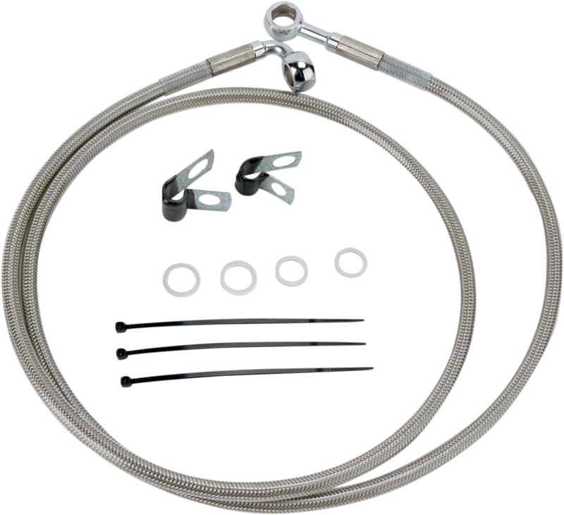 DRAG SPECIALTIES Extended Length Stainless Steel Brake Line Kit - Front - +4" - FXD/FXS '84-'05