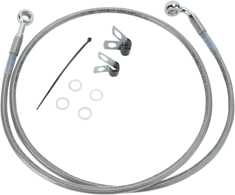 DRAG SPECIALTIES Extended Length Stainless Steel Brake Line Kit - Front - +10" - FXD/FXS '84-'05