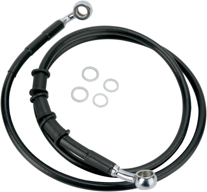 DRAG SPECIALTIES Standard Length Stainless Steel Brake Line Kit - Front (Upper) - Black - FLST '08-'11