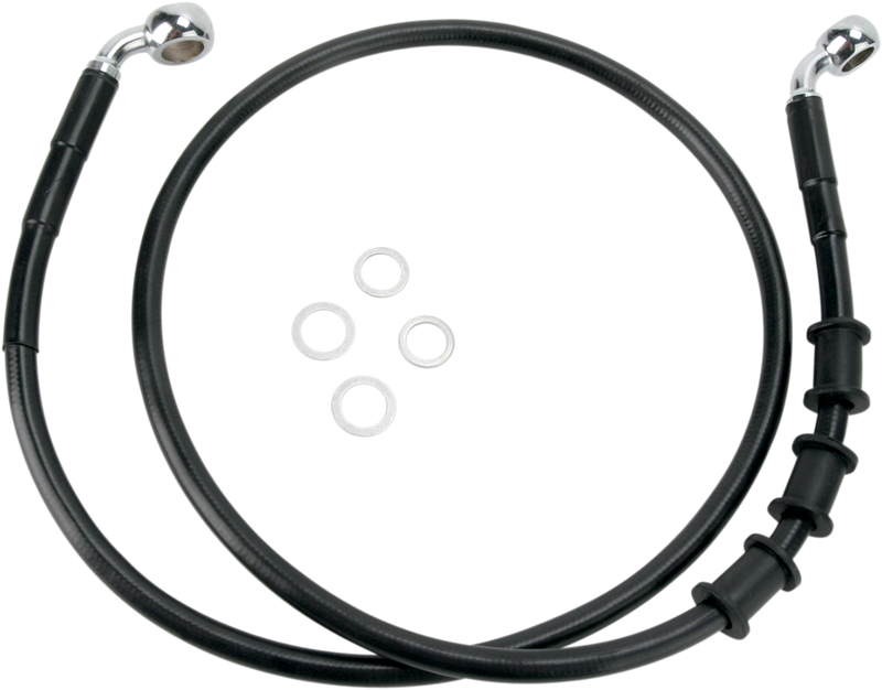 DRAG SPECIALTIES Extended Length Black Vinyl Brake Line Kit - Front - +2" - FLS '08-'14
