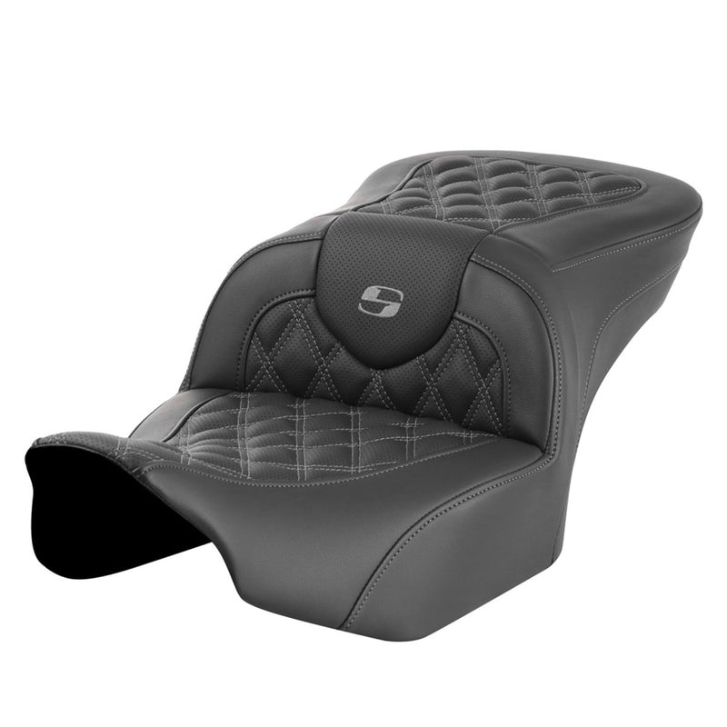 SADDLEMEN Roadsofa™ Seat - without Backrest - Gray Lattice Stitch - Touring '23-'25