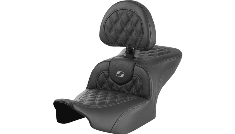 SADDLEMEN RoadSofa™ Seat with Backrest, Lattice Stitch - '23.5-UP