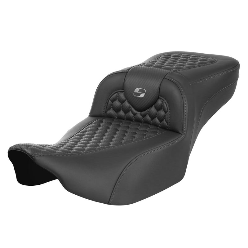SADDLEMEN Roadsofa™ Seat - without Backrest - Honeycomb - Gray Stitch - Touring '23.5-'25