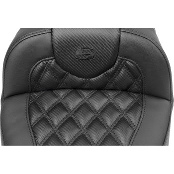 SADDLEMEN Roadsofa™ Extended Reach Seat - without Backrest - Carbon Fiber - Lattice Stitch - Touring '23.5-UP