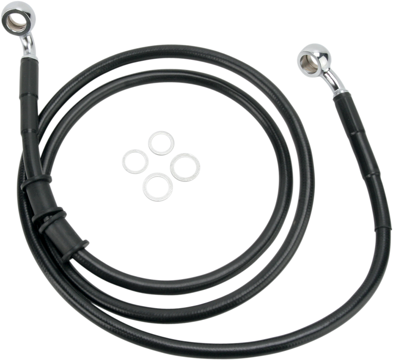 DRAG SPECIALTIES Standard Length Stainless Steel Brake Line Kit - Front (Upper) - Black - FXDL '08-'09
