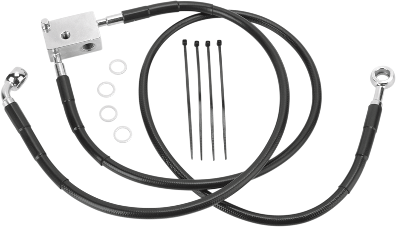 DRAG SPECIALTIES Extended Length Vinyl Brake Line Kit - Rear - Black - +2" - Softail '00-'03