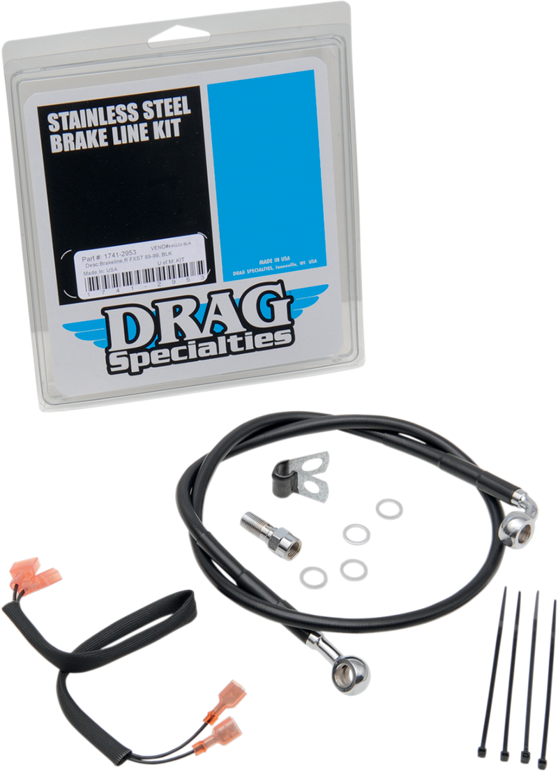 DRAG SPECIALTIES Stainless Steel Brake Line Kit - Rear - Black - FXST '89-'99