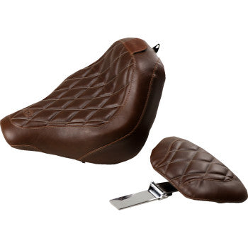 MUSTANG Wide Tripper™ Solo Seat with Drivers Backrest - Diamond - Brown - FXBB/FXBBS '18-'21