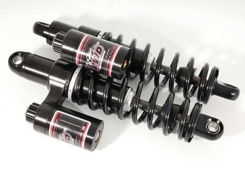 RWD V-Twin Harley suspension parts shown on a white background