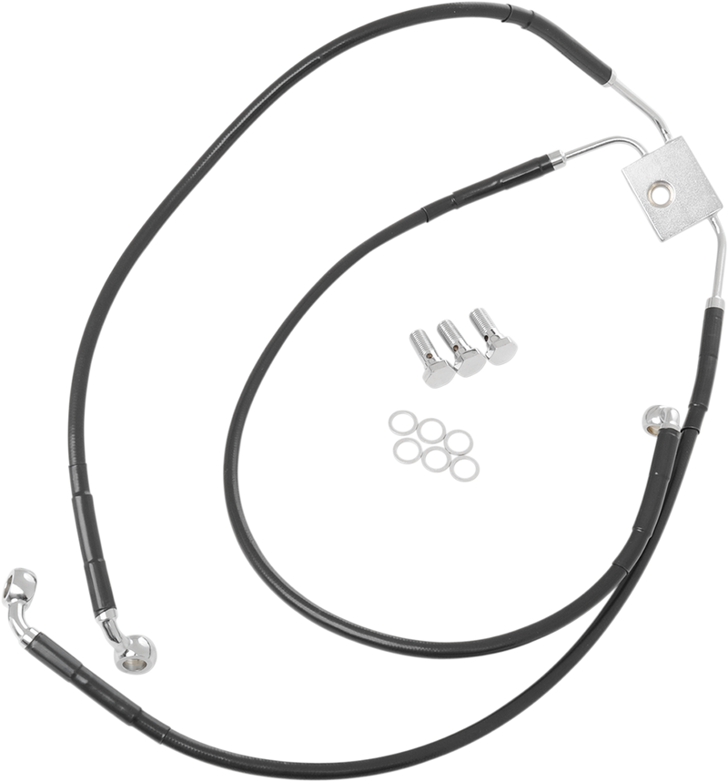 DRAG SPECIALTIES Extended Length Black Vinyl Brake Line Kit - Front - +10" - FXDF '12-'17