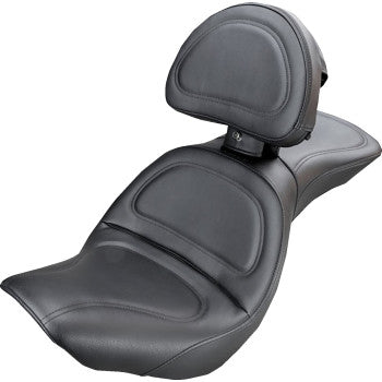 SADDLEMEN Seat - Explorer™ - With Backrest - Stitched - Black - FXDWG '96-'03